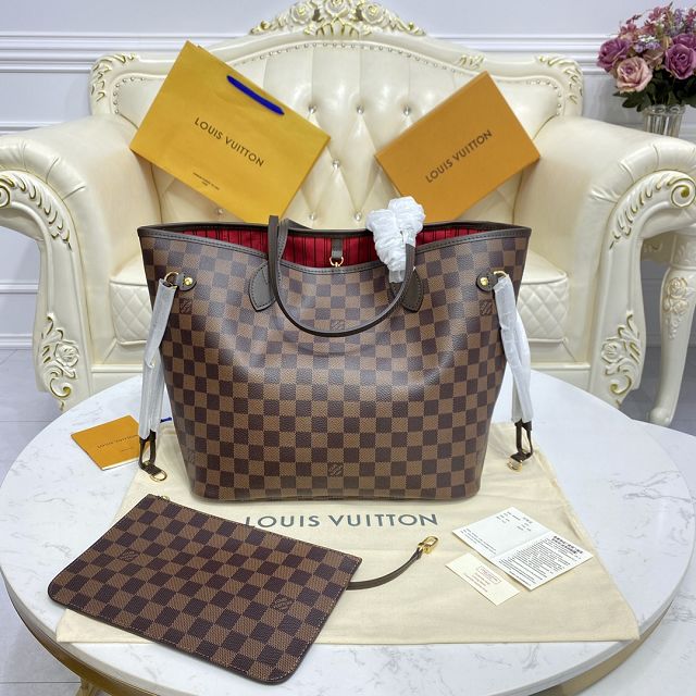 Louis vuitton original damier ebene neverfull mm N41358 red