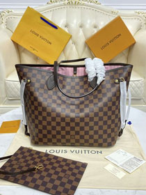 Louis vuitton original damier ebene neverfull mm N41603 pink