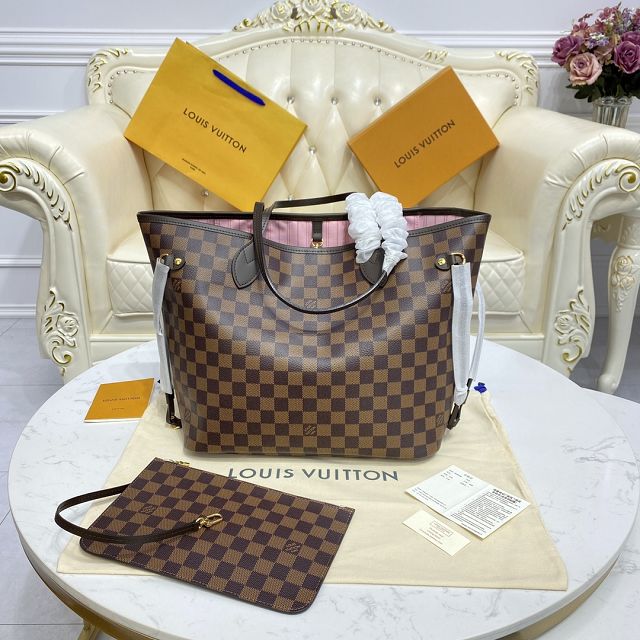 Louis vuitton original damier ebene neverfull mm N41603 pink