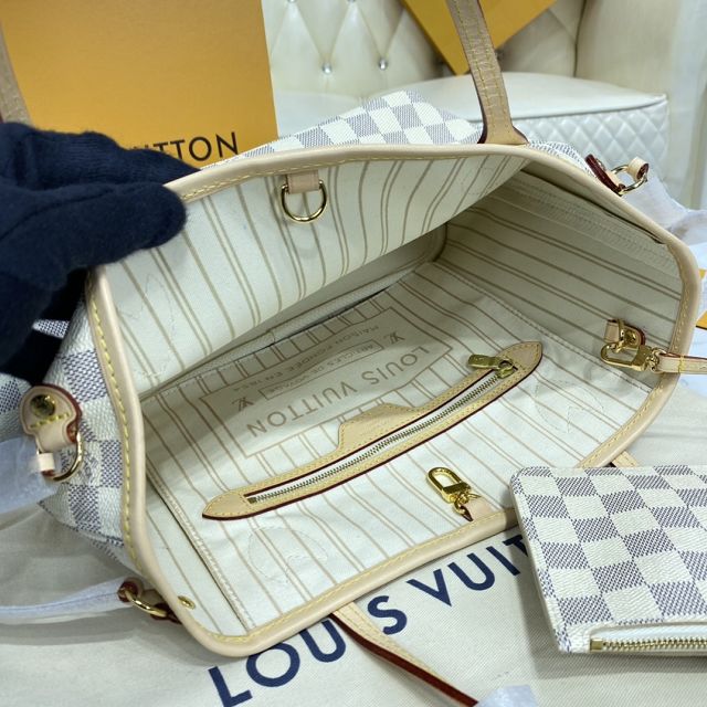 Louis vuitton original damier azur neverfull pm N41362 beige