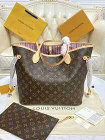 Louis vuitton original monogram canvas neverfull mm M50366 pink