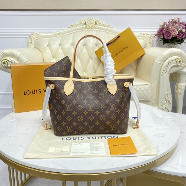 Louis vuitton original monogram canvas neverfull pm M41000 beige