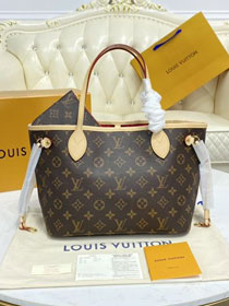 Louis vuitton original monogram canvas neverfull pm M41001 red