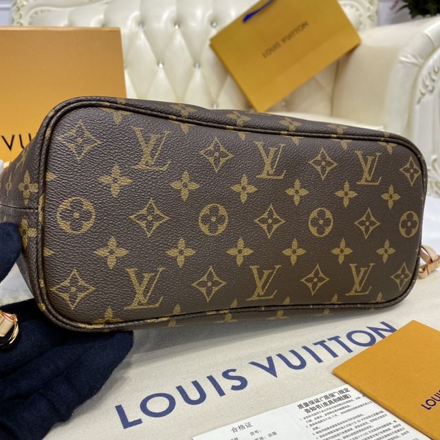 Louis vuitton original monogram canvas neverfull pm M41245 rose red