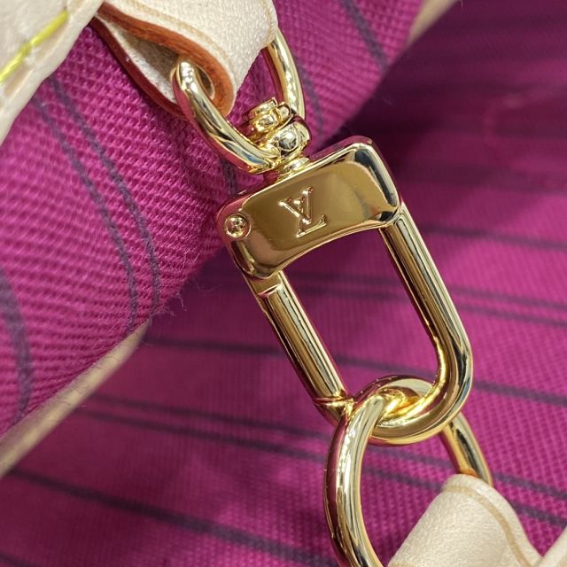 Louis vuitton original monogram canvas neverfull pm M41245 rose red