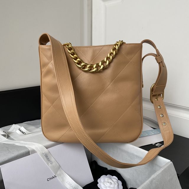 2022 CC original calfskin hobo handbag AS2844 apricot