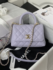 CC original grained calfskin mini coco handle bag AS2215 light purple