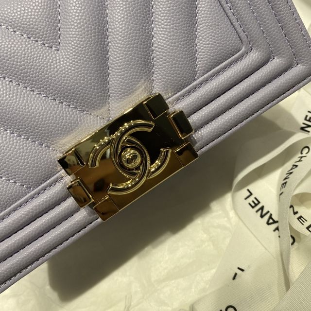 CC original grained calfskin small boy handbag A67085-2 light purple	