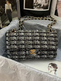 CC original tweed medium flap bag A01112 black&white