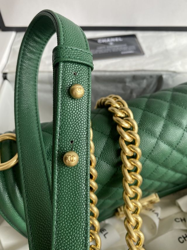 CC original fine grained calfskin medium boy handbag A67086 green