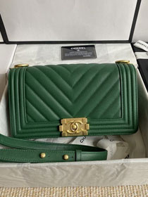 CC original fine grained calfskin medium boy handbag A67086-2 green