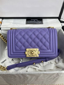 CC original fine grained calfskin small boy handbag A67085 purple