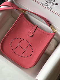 Hermes original togo leather evelyne pm shoulder bag E28 rose lipstick