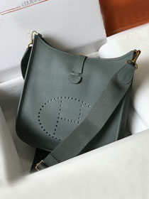 Hermes original togo leather evelyne pm shoulder bag E28 vert amande