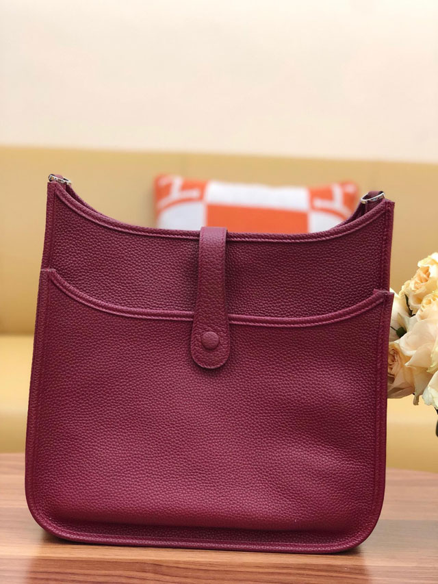 Hermes original togo leather evelyne pm shoulder bag E28 wine