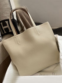 Hermes original calfskin reversible shoping bag K0298 white&brown