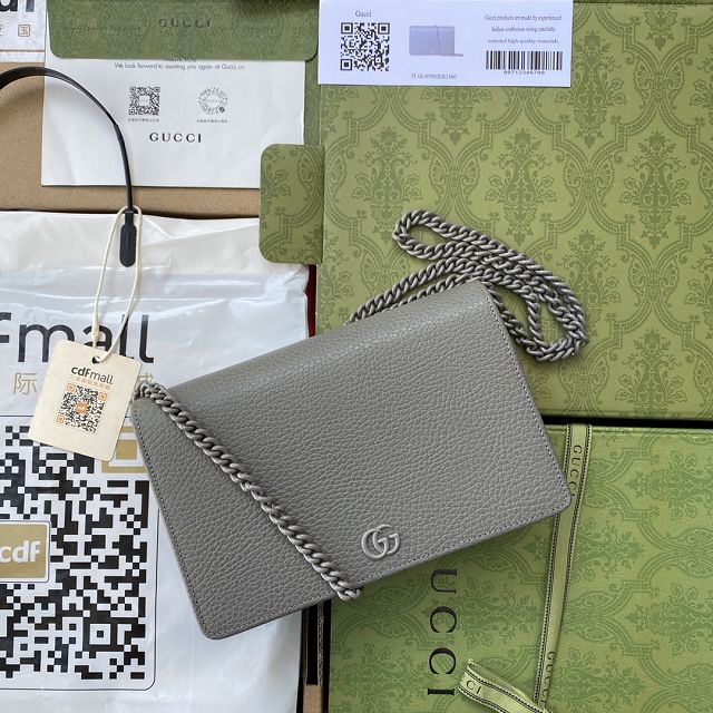 GG original calfskin small chain bag 497985 grey