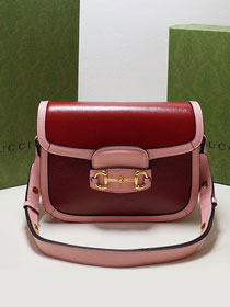 2022 GG original calfskin 1955 horsebit shoulder bag 602204 wine&pink