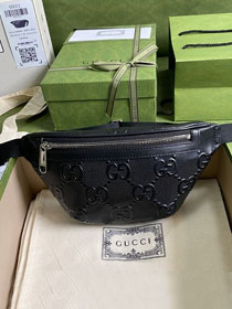 GG original embossed calfskin belt bag 658582 black