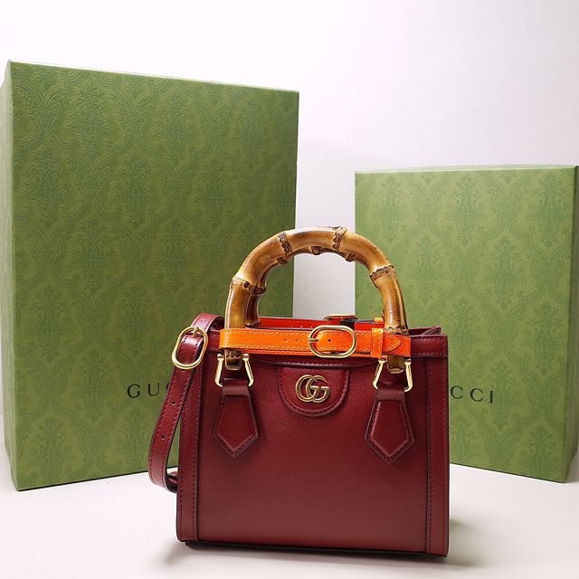 2022 GG original calfskin diana mini tote bag 655661 red