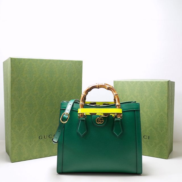 2022 GG original calfskin diana small tote bag 660195 green