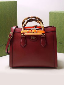 2022 GG original calfskin diana small tote bag 660195 red