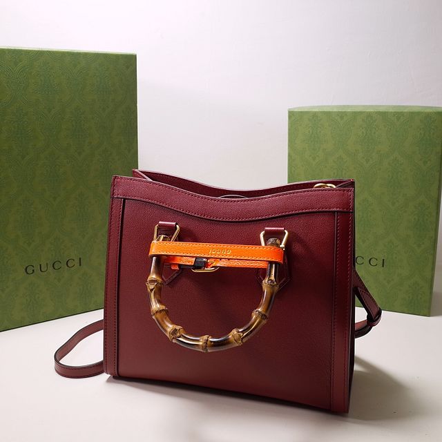 2022 GG original calfskin diana small tote bag 660195 red