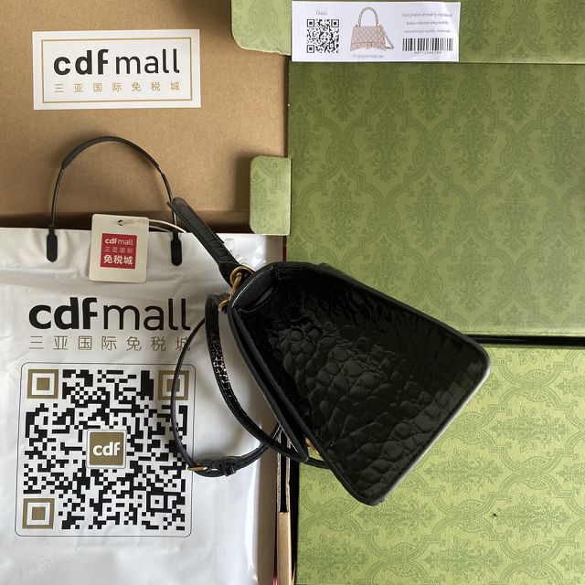 2022 GG original crocodile calfskin hacker project small hourglass bag 5935461 black