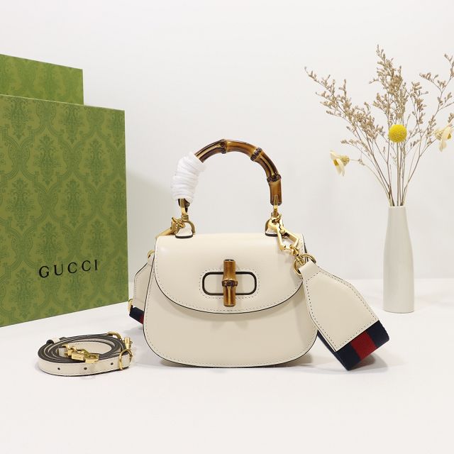 2022 GG original calfskin mini top handle bag 686864 white