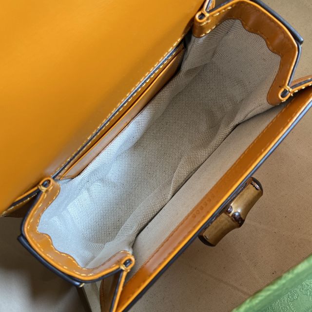 2022 GG original calfskin mini top handle bag 686864 yellow
