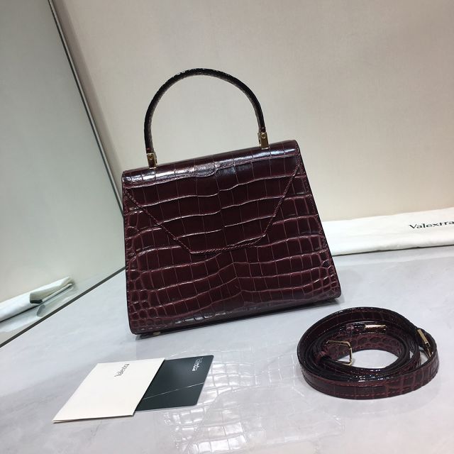 Valextra original crocodile calfskin iside mini bag 36028 burgundy