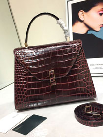 Valextra original crocodile calfskin iside medium bag 56028 burgundy