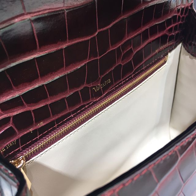 Valextra original crocodile calfskin iside medium bag 56028 burgundy