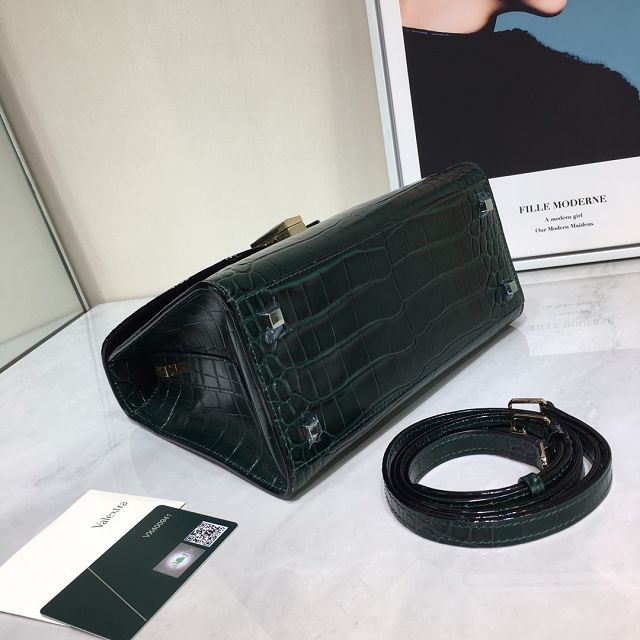 Valextra original crocodile calfskin iside medium bag 56028 dark green