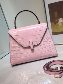 Valextra original crocodile calfskin iside medium bag 56028 pink