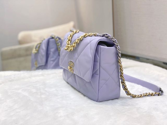 CC original calfskin medium 19 flap bag AS1161 light purple