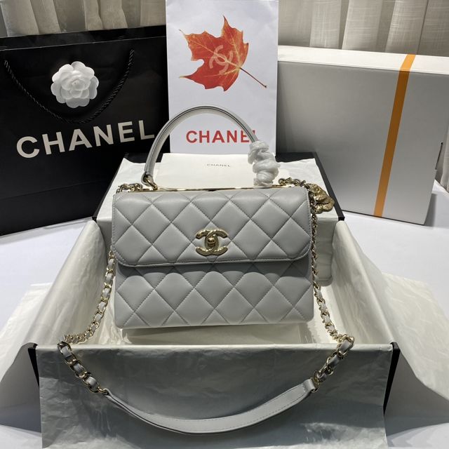 CC original lambskin top handle flap bag A92236 grey