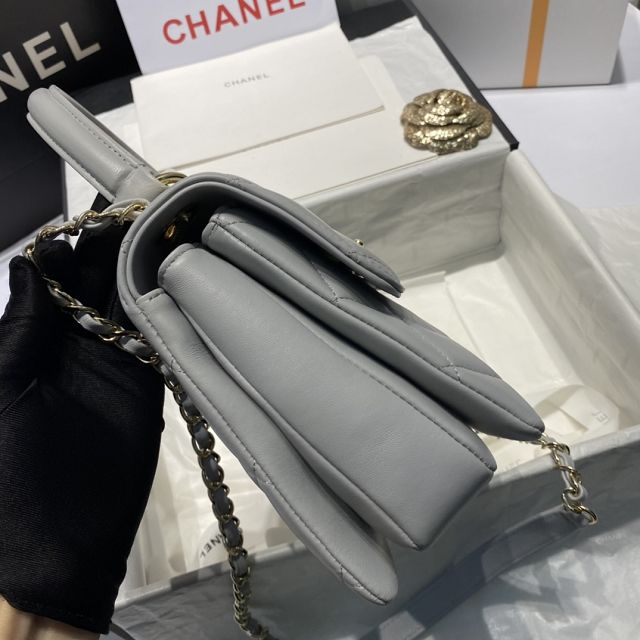 CC original lambskin top handle flap bag A92236 grey