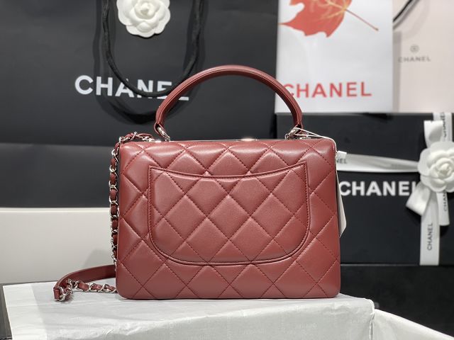 CC original lambskin top handle flap bag A92236 wine red