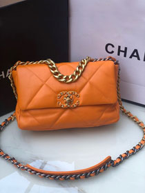 CC original lambskin 19 small flap bag AS1160 orange