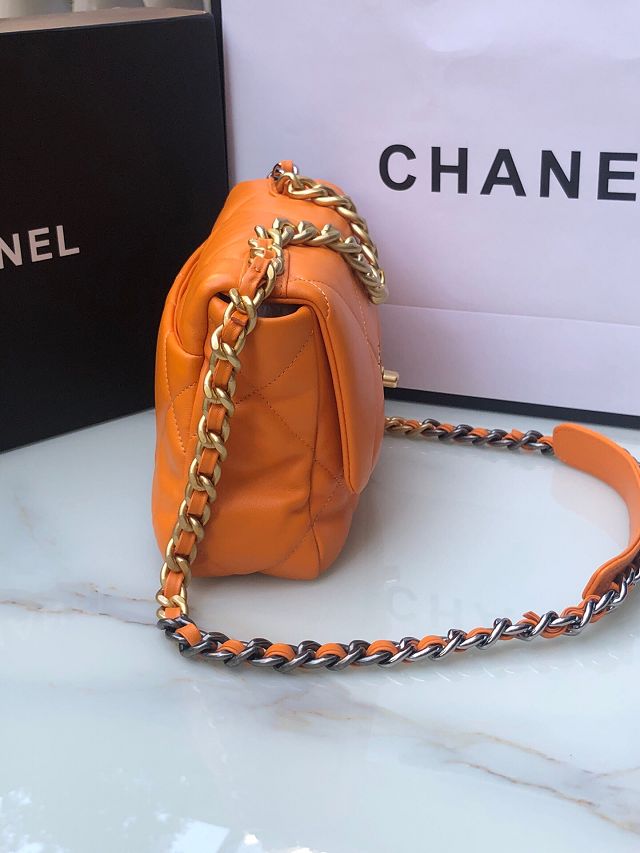 CC original lambskin 19 small flap bag AS1160 orange