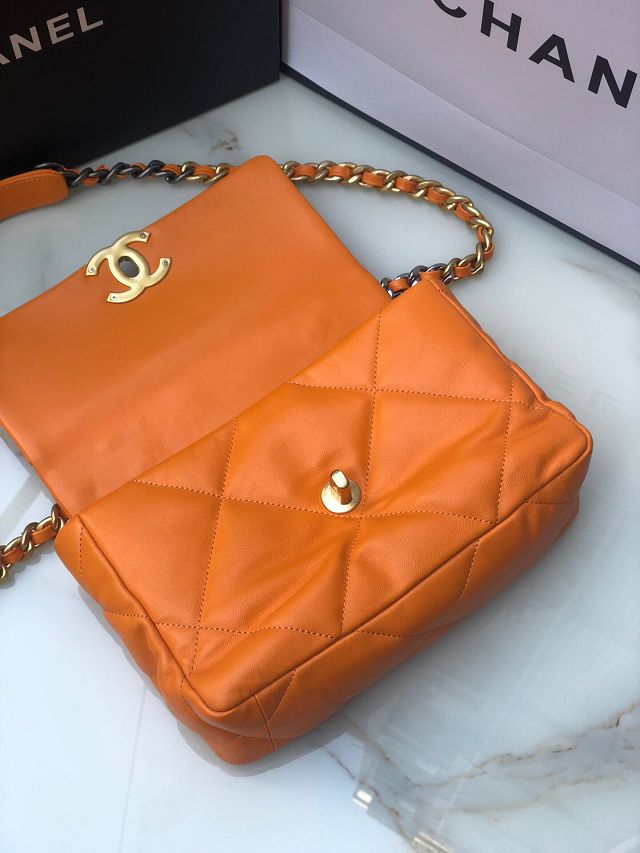 CC original lambskin 19 small flap bag AS1160 orange