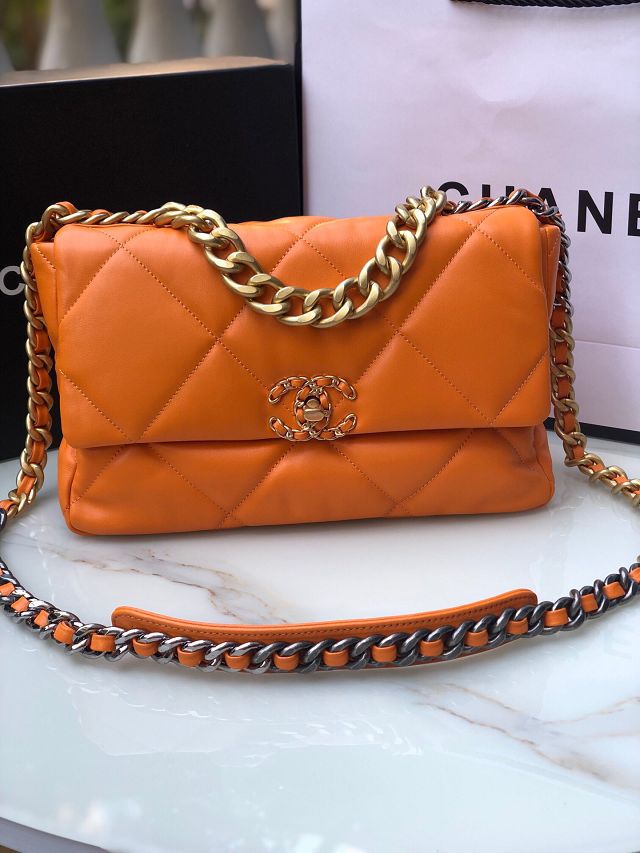 CC original lambskin 19 medium flap bag AS1161 orange