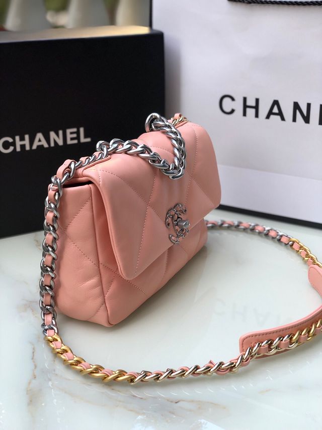 CC original lambskin 19 small flap bag AS1160 light pink