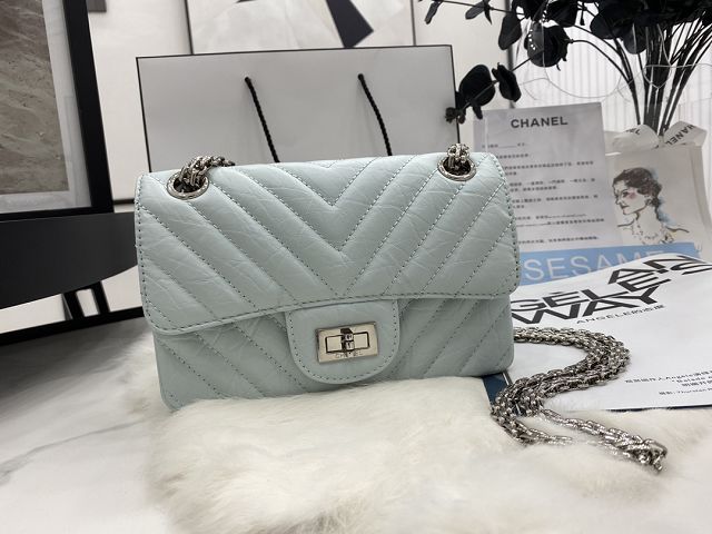 CC original calfskin small 2.55 handbag AS0874-2 light blue