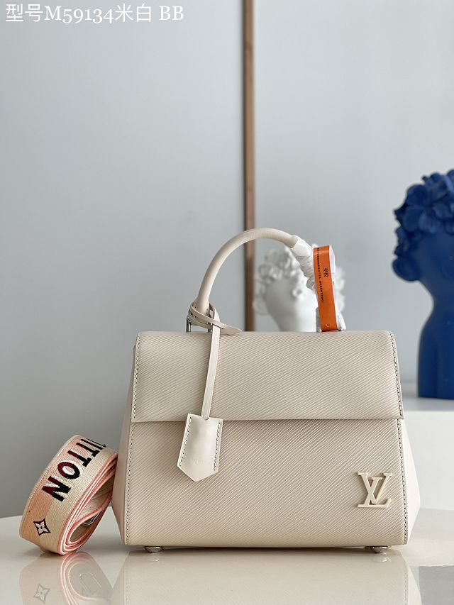 Louis vuitton original epi leather cluny BB handbag M59134 white