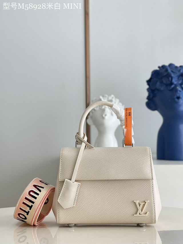 Louis vuitton original epi leather cluny mini handbag M58928 white