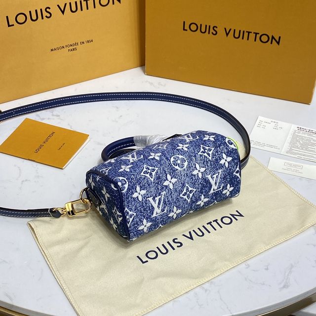 Louis vuitton original denim nano speedy bag M81213 blue