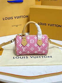 Louis vuitton original denim nano speedy bag M81213 pink