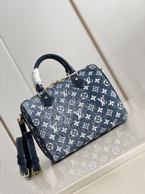 Louis vuitton original denim speedy 25 bag M59609 blue